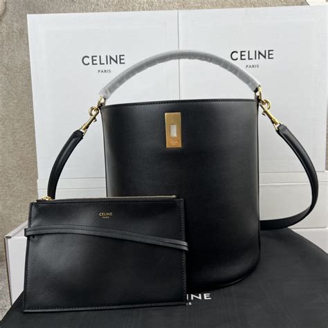 celine 16 small black|Celine bucket 16 bag.